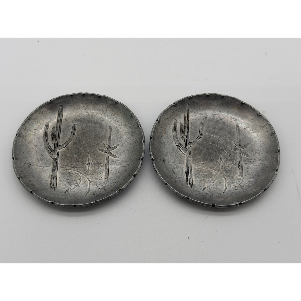 Wendell August Forge Aluminum Cactus Coasters Set of 2 Saguaro Western Desert